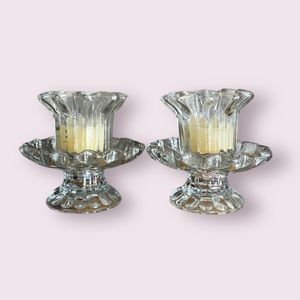 Vintage Candleholder Votive Candle Holder Peg Sconce Glass Crystal Pair